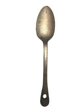 Vintage 1940’s Military Tinned Long Handled Spoon 11.5” Field Mess Galley